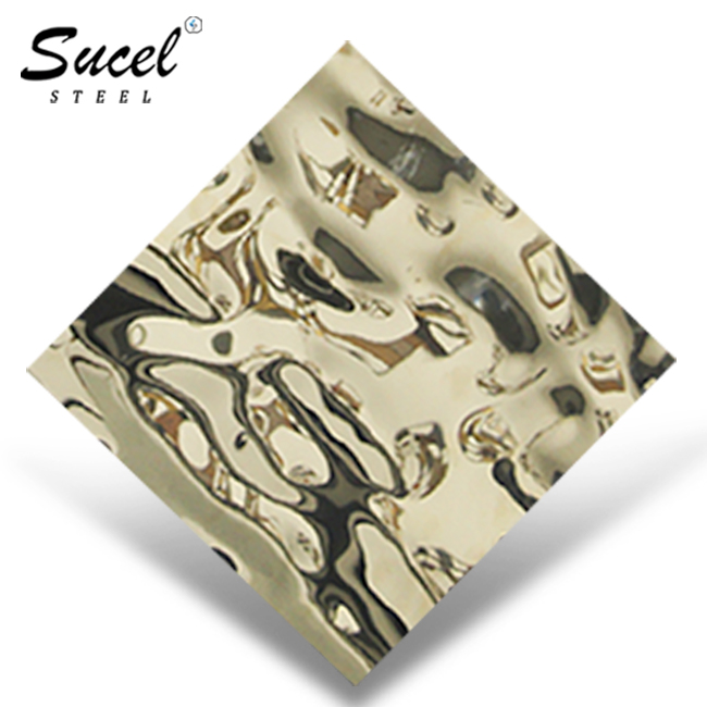 Sucel Steel 304 316l Embossed Stamped Champagne Gold Water Ripple Stainless Steel