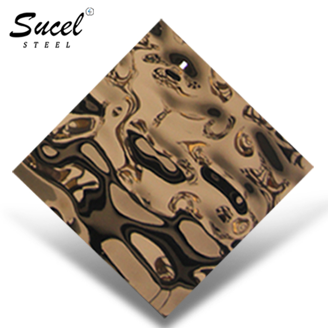 Sucel Steel Embossed Stamped Rose Gold Stainless Steel Water Ripple Sheet