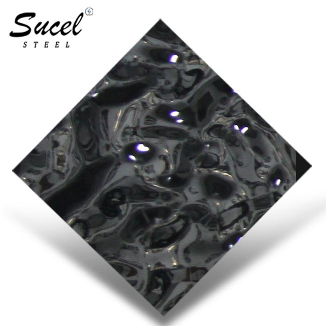 Sucel Steel Embossed Stamped Black Titanium Water Ripple Stainless Steel Decoration Sheet