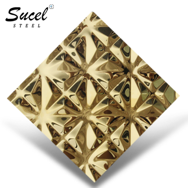 Sucel Steel Suc-132sw 4x8 Stamped Embossed Gold Hammered Water Ripple Mirror 306l 316 304 Stainless Steel Sheets Plates
