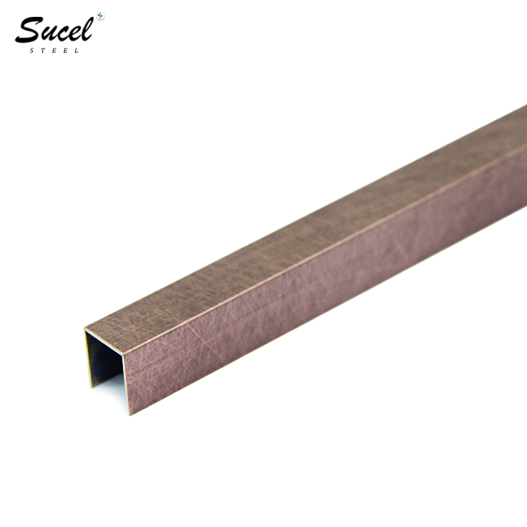 SUCEL Red Bronze Decor Vibration Metal U Trim Copper Coated Stainless Steel Tile Trims