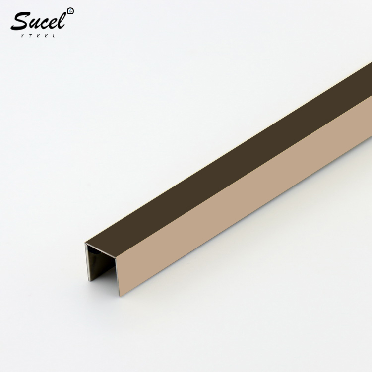 Customized Decor Rose Glod Stainless Steel U Trim For Floor Wall And Ceiling
