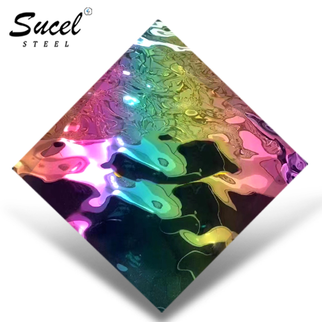 Sucel Embossed Stamped 304 316l Multicolor Mirror Water Ripple Sheet Metal