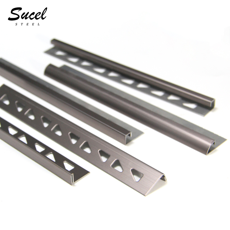 Sucel Steel Copper Coating Decorative Custom Grooing Stainless Steel Frame Edge Corner Strip  For Tile